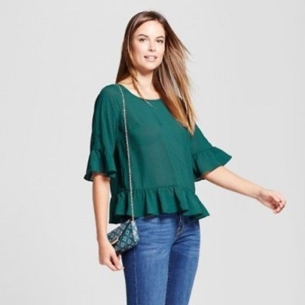 Women's Plus Size Plaid Chiffon Ruffle Blouse